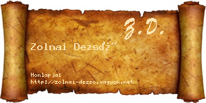 Zolnai Dezső névjegykártya